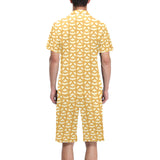 Pretzels Pattern Print Design 01 Men's V-Neck Short Pajama Set