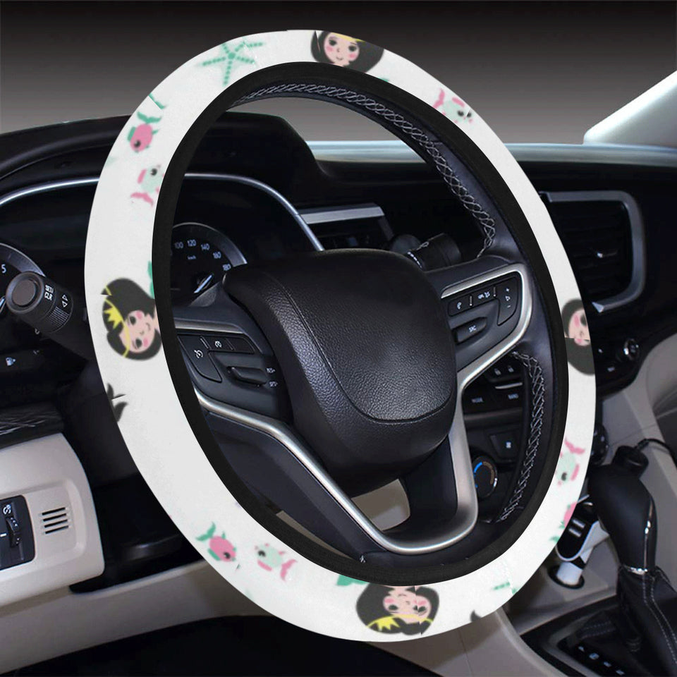 cute mermaid dolphin fish starfish pattern Car Steering Wheel Cover