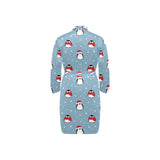 Cute penguin christmas snow pattern Men's Long Sleeve Belted Night Robe