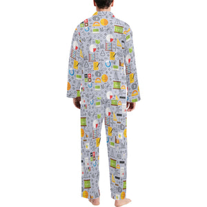 Math Pattern Print Design 04 Men's Long Pajama Set