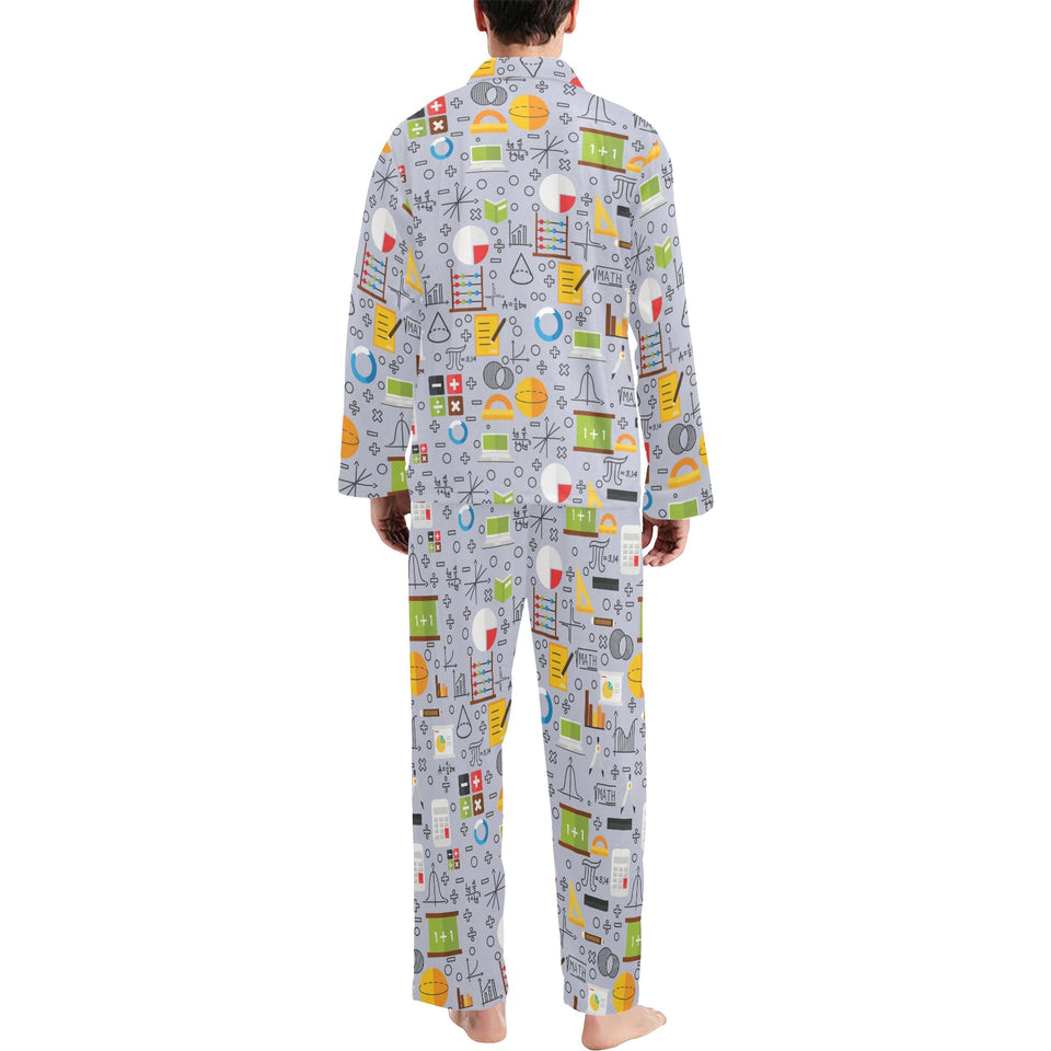Math Pattern Print Design 04 Men's Long Pajama Set