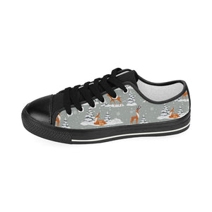 Beautiful deers Winter Christmas Kids' Boys' Girls' Low Top Canvas Shoes Black