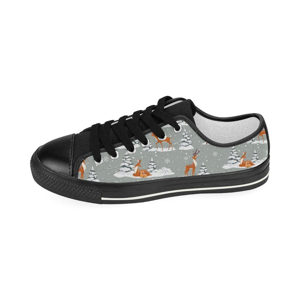 Beautiful deers Winter Christmas Kids' Boys' Girls' Low Top Canvas Shoes Black