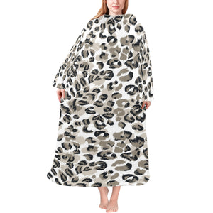 Leopard skin print pattern Blanket Robe with Sleeves