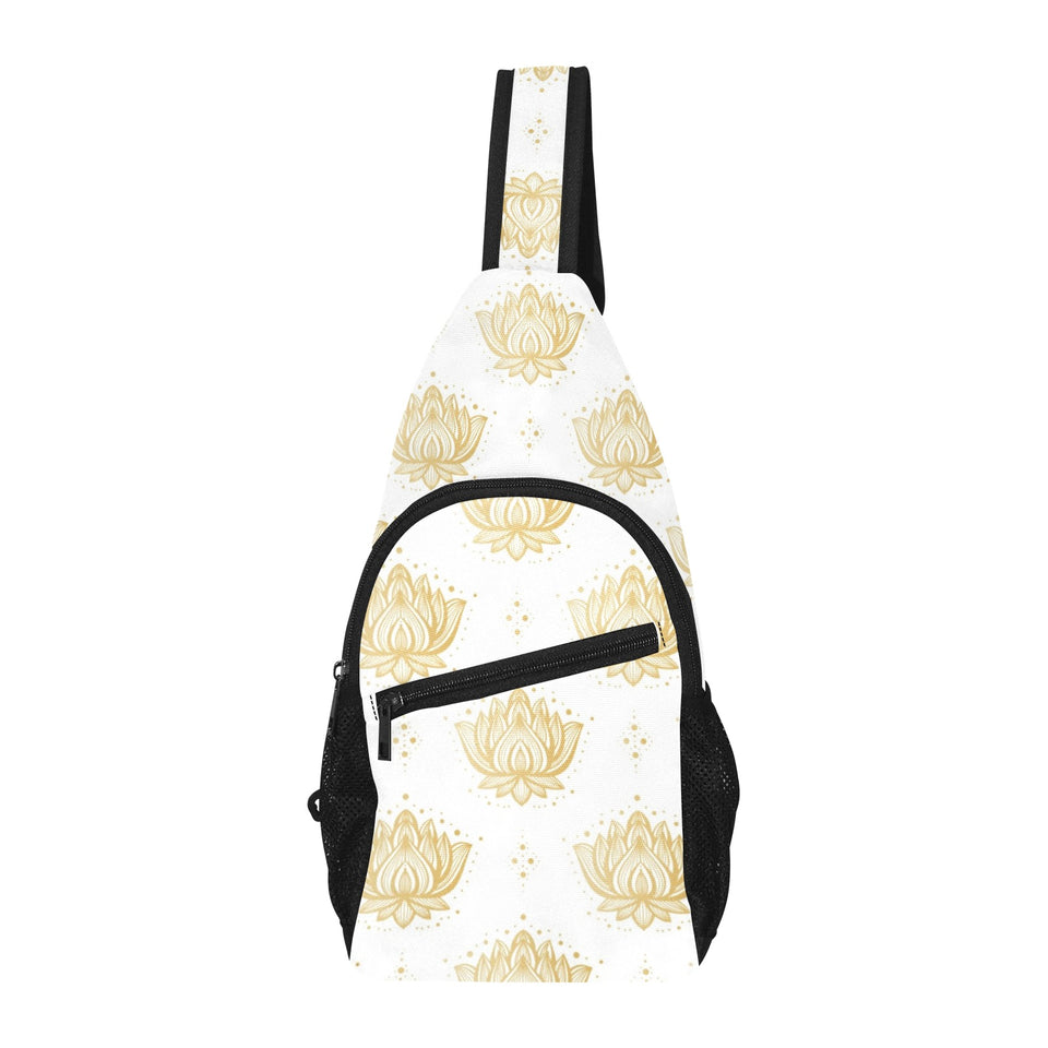 Gold Ornamental lotue waterlily symbol pattern All Over Print Chest Bag