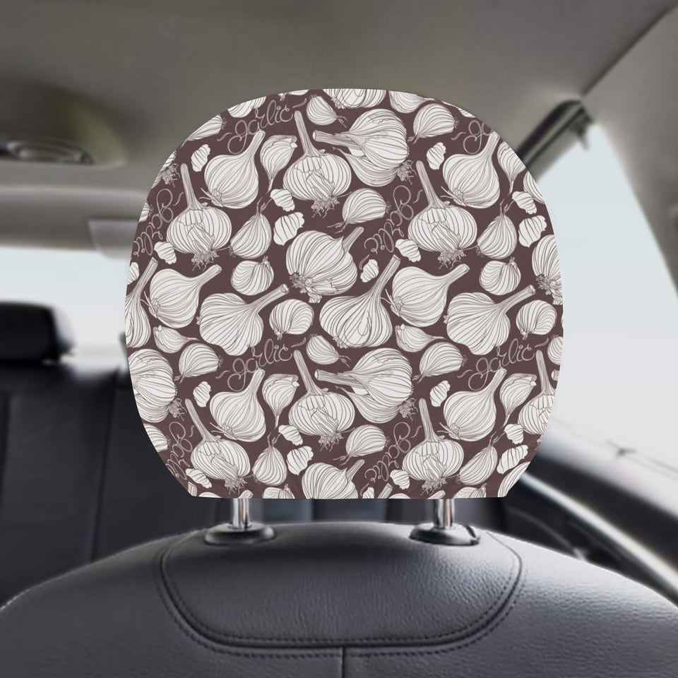 Garlic bulb dark background Car Headrest Cover