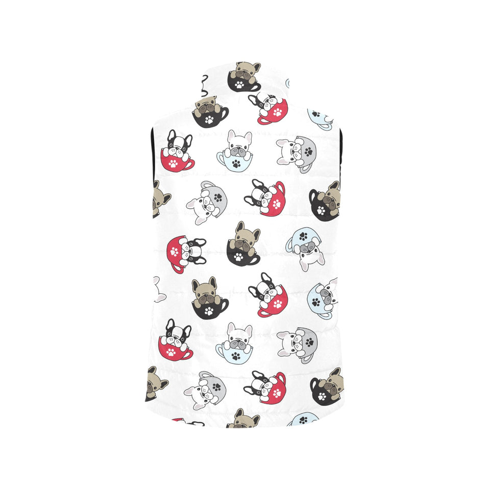 French bulldog cup paw pattern Women's Padded Vest