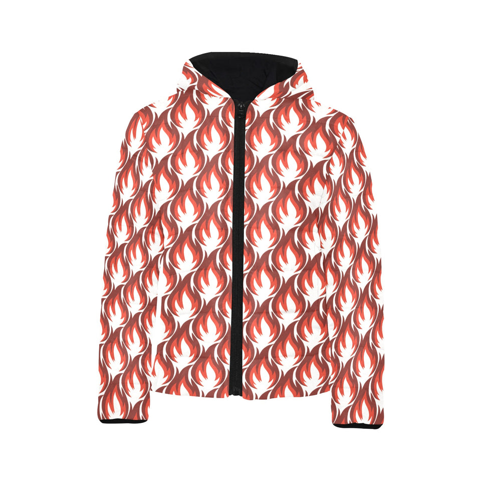 Fire flame symbol design pattern Kids' Boys' Girls' Padded Hooded Jacket
