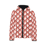 Fire flame symbol design pattern Kids' Boys' Girls' Padded Hooded Jacket