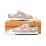 Swan flower light pink background Women's Low Top Canvas Shoes White