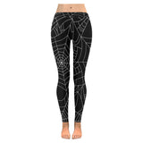 Spider web pattern Black background white cobweb Women's Legging Fulfilled In US