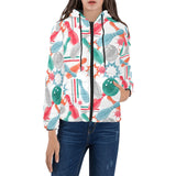 Watercolor bowling pattern Women's Padded Hooded Jacket