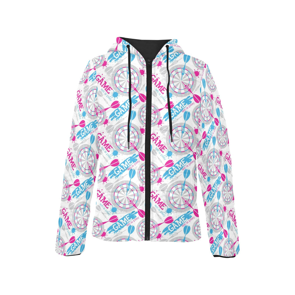 Darts Pattern Print Design 01 Women's Padded Hooded Jacket
