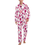 pink sketch tulip pattern Men's Long Pajama Set