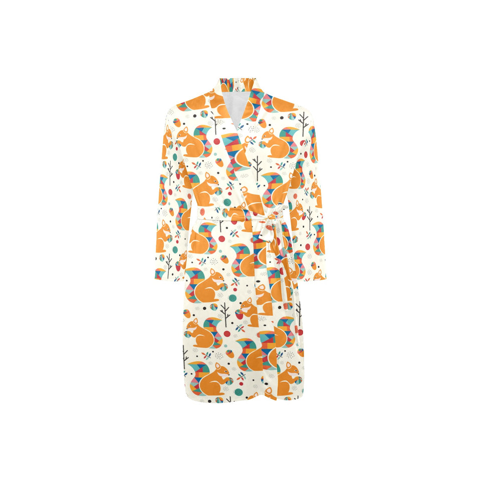 Squirrel Pattern Print Design 04 Men's Long Sleeve Belted Night Robe