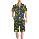 Alien Pattern Print Design 02 Men's V-Neck Short Pajama Set