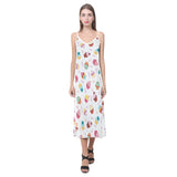 Cake cupcake design pattern V-Neck Open Fork Long Dress