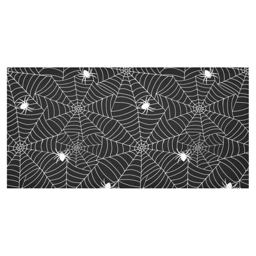 Spider web design pattern Black background white c Tablecloth