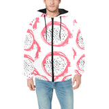 Hand drawn dragon fruit Men's Padded Hooded Jacket