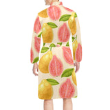 Beautiful guava pattern Men's Long Sleeve Belted Night Robe