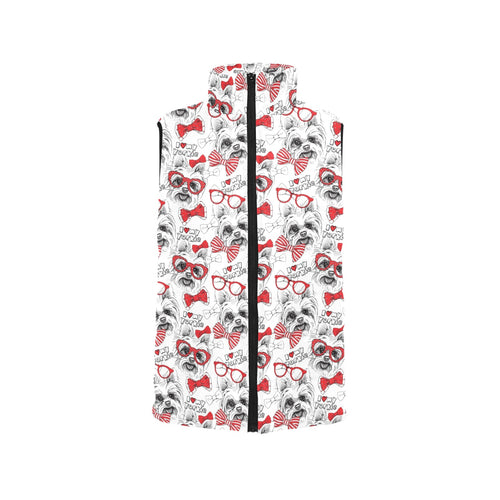 Yorkshire Terrier Pattern Print Design 04 Women's Padded Vest