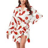 Chili pattern Women's Long Sleeve Belted Night Robe