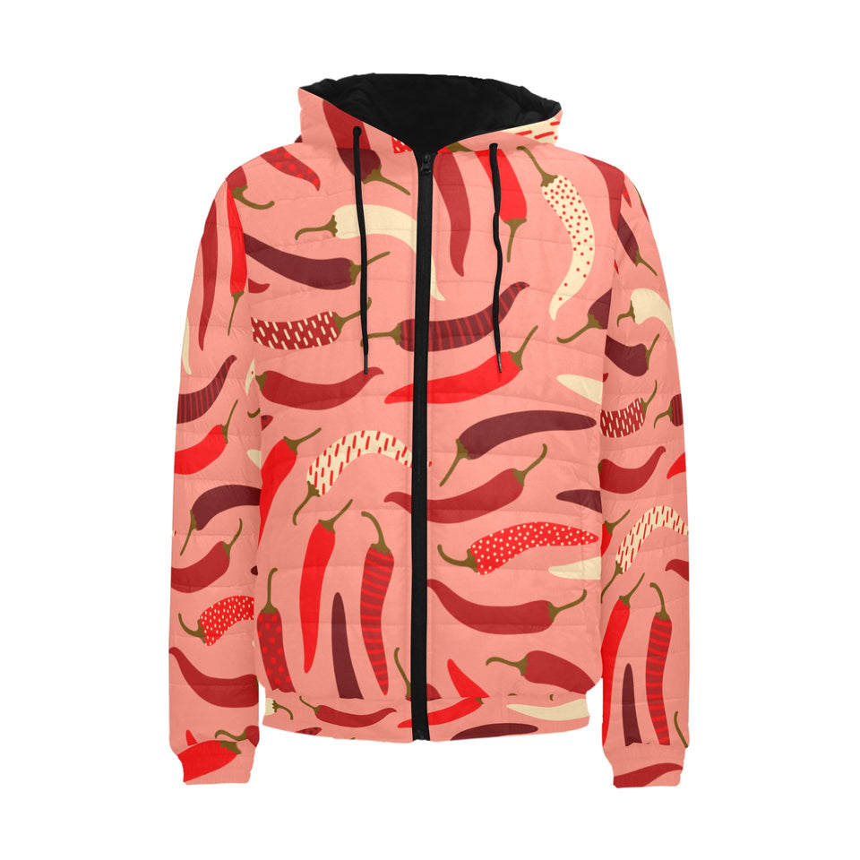 Beautiful Chili peppers pattern Men's Padded Hooded Jacket