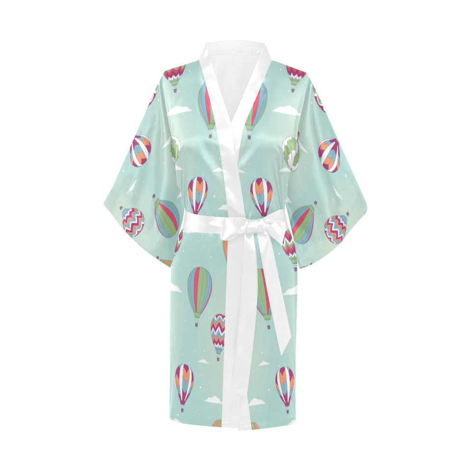 Hot Air Balloon design Pattern Women's Short Kimono Robe