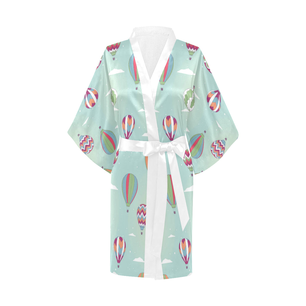Hot Air Balloon design Pattern Women's Short Kimono Robe