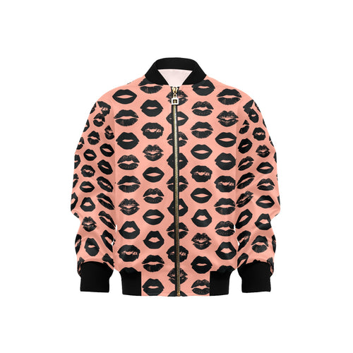 Lips Pattern Print Design 02 Kids' Boys' Girls' Bomber Jacket