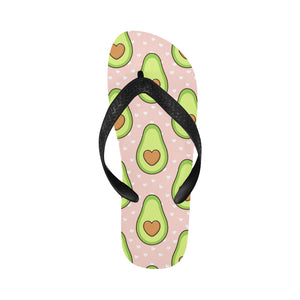 Avocado heart pink background Unisex Flip Flops