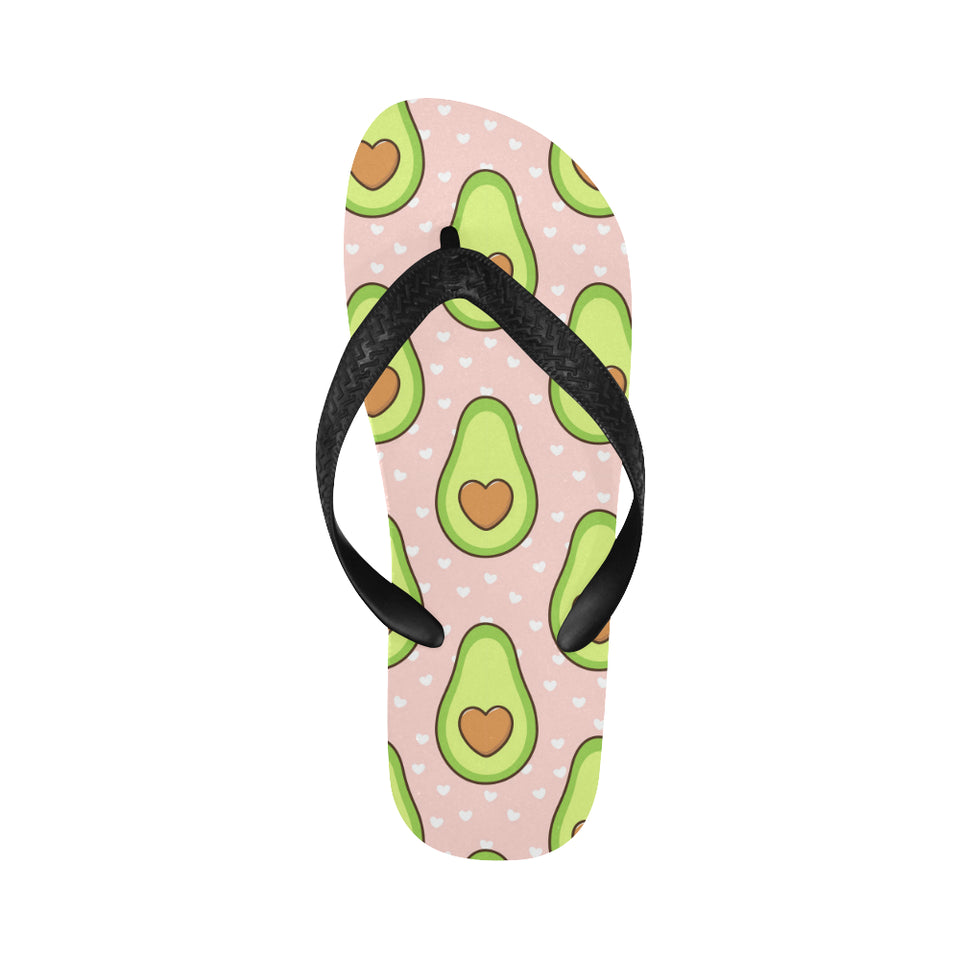 Avocado heart pink background Unisex Flip Flops