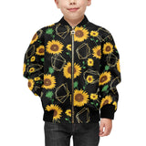 sunflower golden polygonal shapes Kids' Boys' Girls' Bomber Jacket