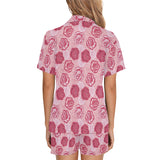 Rose Pattern Print Design 02 Women's V-Neck Short Pajama Set