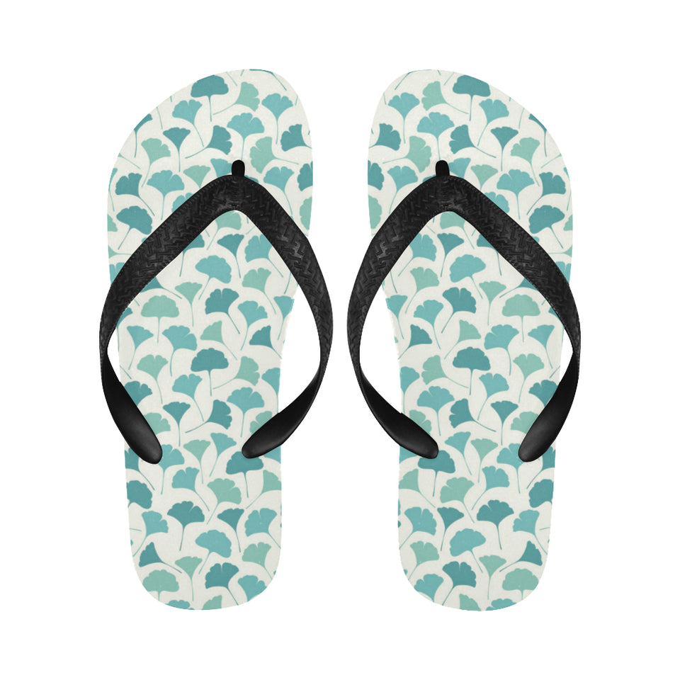 Green ginkgo leaves pattern Unisex Flip Flops