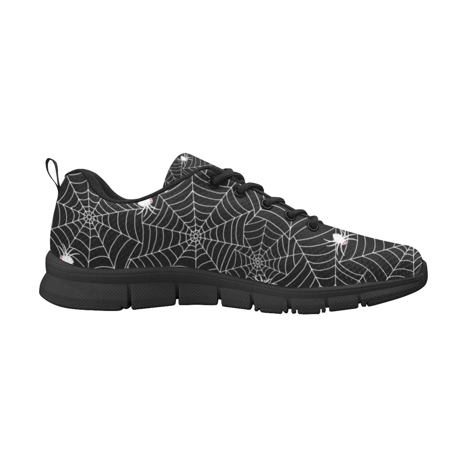 Spider web design pattern Black background white c Women's Sneaker Shoes