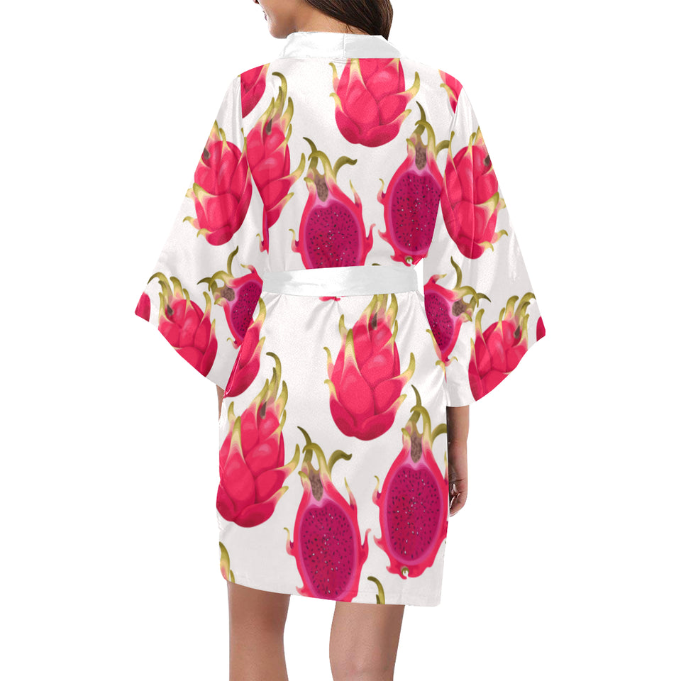 dragon fruits design pattern Women's Short Kimono Robe