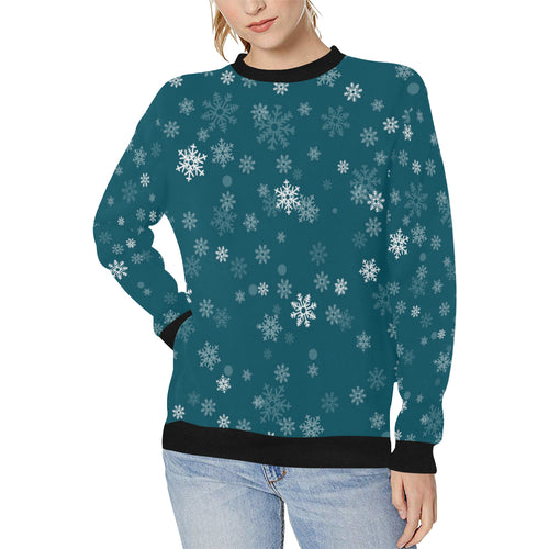 Snowflake pattern dark background Women's Crew Neck Sweatshirt