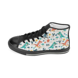 Cute Crocodile Pattern Women's High Top Canvas Shoes Black
