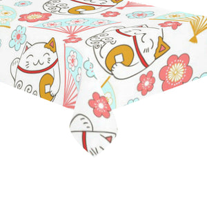 Maneki neko cat fan sakura Tablecloth