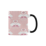 White swan and flower love pattern Morphing Mug Heat Changing Mug