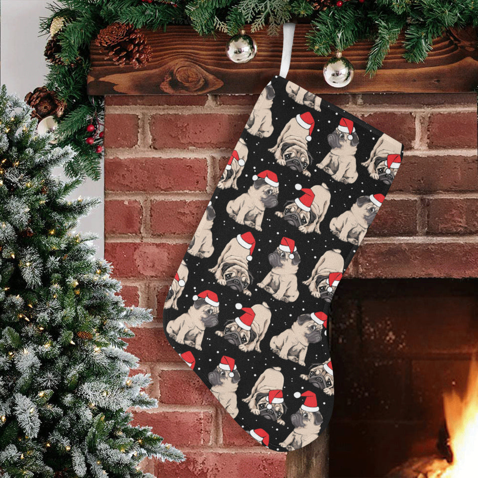 Christmas Pugs Santa_s red cap pattern Christmas Stocking
