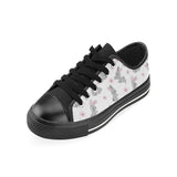 Watercolor cute rabbit pattern Men's Low Top Canvas Shoes Black