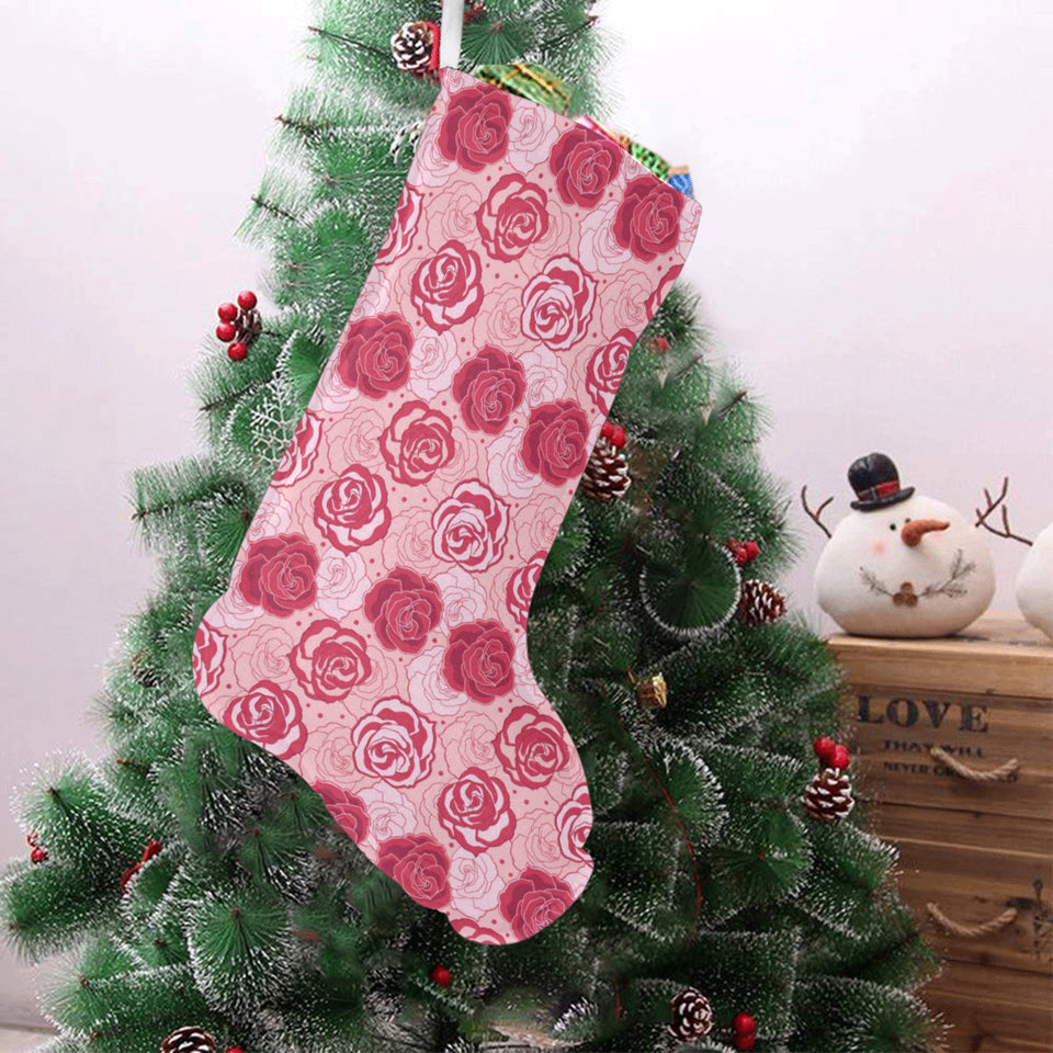 Rose Pattern Print Design 02 Christmas Stocking