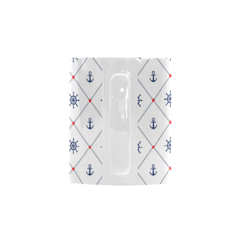 Anchor rudder nautical design pattern Classical White Mug (Fulfilled In US)