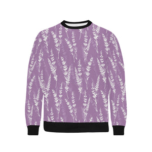 Lavender flowers purple pattern Men's Crew Neck Sweatshirt