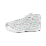 Clock time pattern blackground Women's High Top Canvas Shoes White