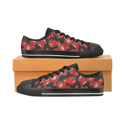 Tomato black background Kids' Boys' Girls' Low Top Canvas Shoes Black