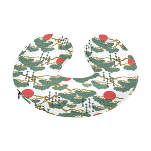 Bonsai red sun japanese pattern U-Shaped Travel Neck Pillow