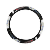 white swan blooming flower pattern Car Steering Wheel Cover